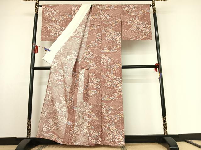 平和屋着物▽小紋　単衣　辻が花　洗える着物　AABF0081jh