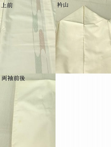 平和屋着物▽本場大島紬　白大島　単衣　幾何学文様　正絹　逸品　AABF0085jh