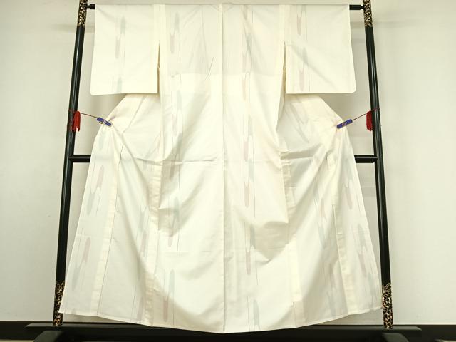 平和屋着物▽本場大島紬 白大島 単衣 幾何学文様 正絹 逸品 AABF0085jh