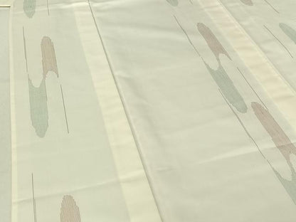 平和屋着物▽本場大島紬　白大島　単衣　幾何学文様　正絹　逸品　AABF0085jh