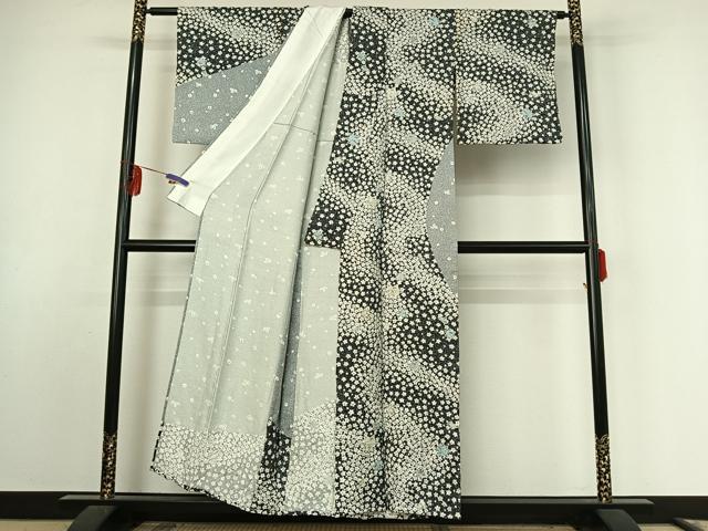 平和屋着物▽訪問着 単衣 舞花文 正絹 逸品 AABF0086jh