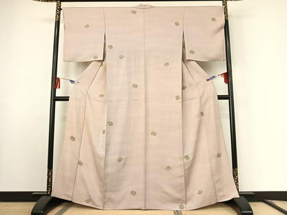 平和屋着物▽上質な小紋 単衣 雲取り花文 暈し染め 金彩 正絹 逸品 AABF0087jh