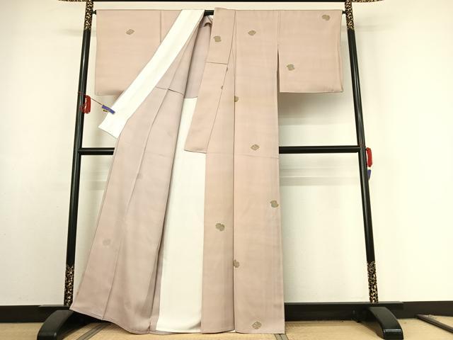 平和屋着物▽上質な小紋 単衣 雲取り花文 暈し染め 金彩 正絹 逸品 AABF0087jh