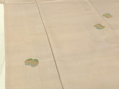 平和屋着物▽上質な小紋 単衣 雲取り花文 暈し染め 金彩 正絹 逸品 AABF0087jh