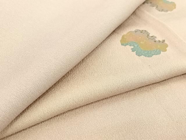 平和屋着物▽上質な小紋 単衣 雲取り花文 暈し染め 金彩 正絹 逸品 AABF0087jh