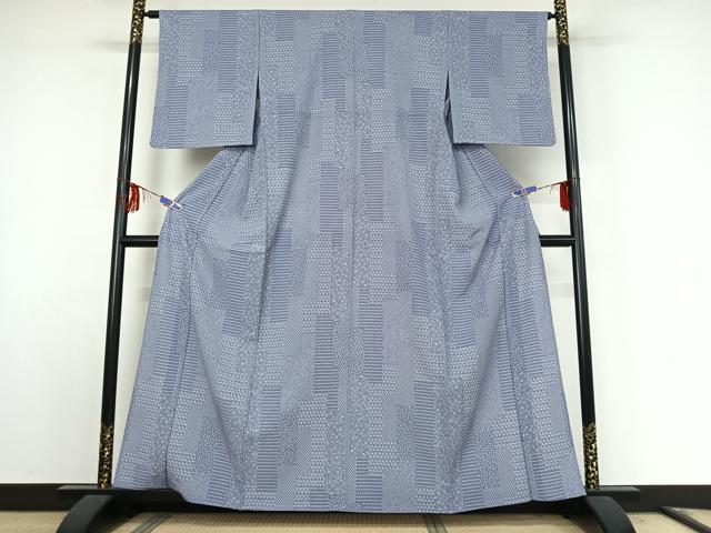 平和屋着物▽江戸小紋 単衣 短冊花文 さんび謹製 洗える着物