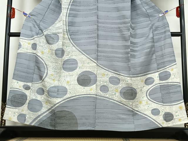 平和屋着物▽訪問着 単衣 作家物 幾何学文様 正絹 逸品 AABF0089jh