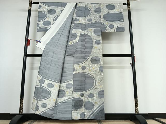 平和屋着物▽訪問着 単衣 作家物 幾何学文様 正絹 逸品 AABF0089jh