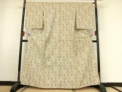 平和屋着物▽本塩沢　単衣　立涌文様　正絹　逸品　AABK4513ck