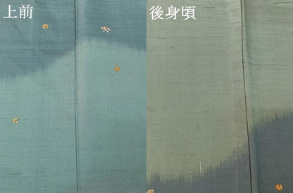平和屋着物▽訪問着 単衣 紬地 刺繍 舞花文 金彩 金糸 正絹 逸品 AABF0093jh