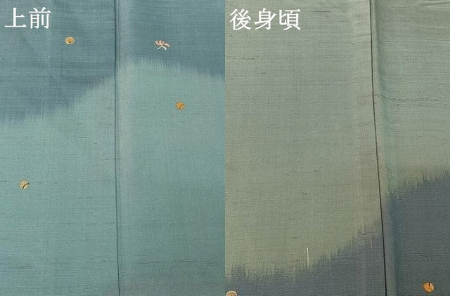 平和屋着物▽訪問着 単衣 紬地 刺繍 舞花文 金彩 金糸 正絹 逸品 AABF0093jh