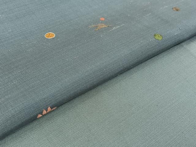 平和屋着物▽訪問着 単衣 紬地 刺繍 舞花文 金彩 金糸 正絹 逸品 AABF0093jh
