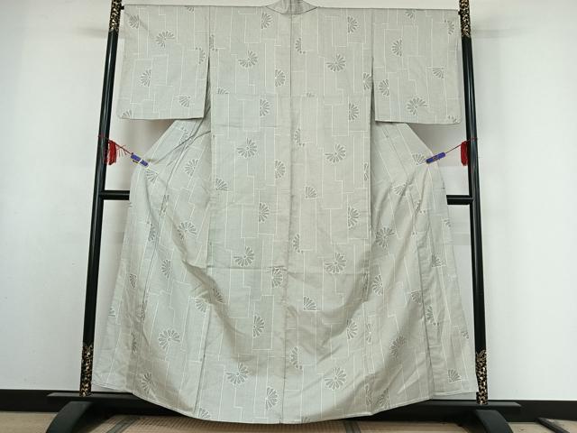 平和屋着物▽お召　単衣　短冊花文　正絹　逸品　AABF0094jh
