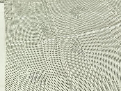 平和屋着物▽お召　単衣　短冊花文　正絹　逸品　AABF0094jh