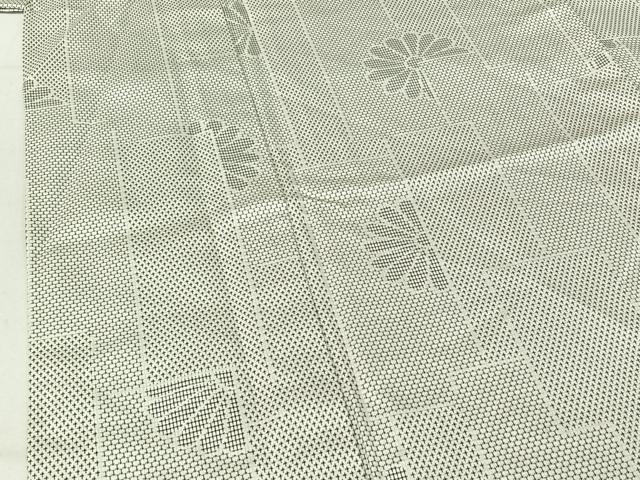 平和屋着物▽お召　単衣　短冊花文　正絹　逸品　AABF0094jh