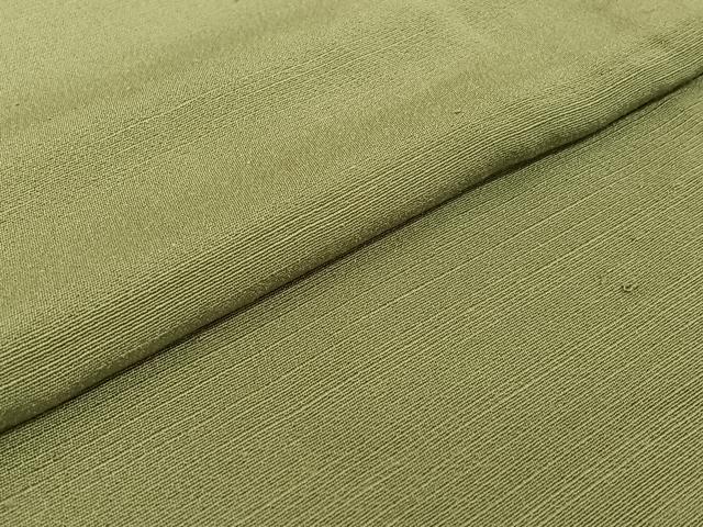 平和屋着物▽上質な紬 単衣 柳染色 正絹 逸品 AABF0095jh