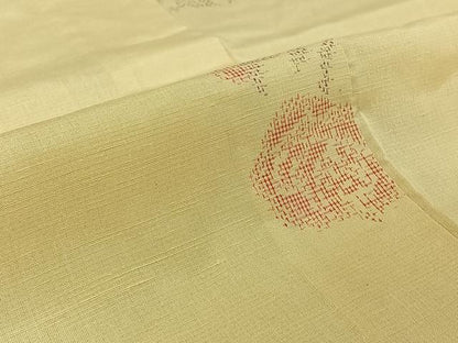 平和屋着物▽上質な紬 単衣 草花文 正絹 逸品 AABF0098jh