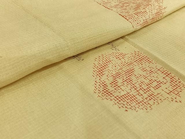 平和屋着物▽上質な紬 単衣 草花文 正絹 逸品 AABF0098jh