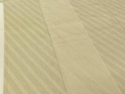 平和屋着物▽本塩沢 単衣 110亀甲 斜縞 正絹 逸品 AABF0100jh