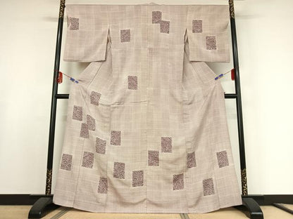 平和屋着物▽訪問着 単衣 草花文 正絹 逸品 AABF0101jh