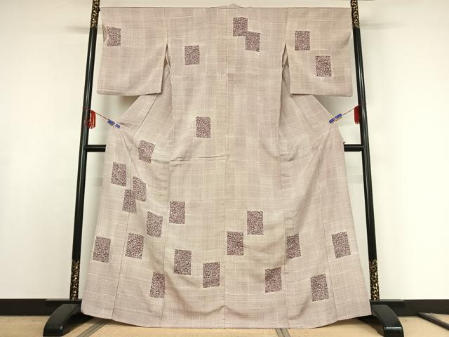 平和屋着物▽訪問着 単衣 草花文 正絹 逸品 AABF0101jh