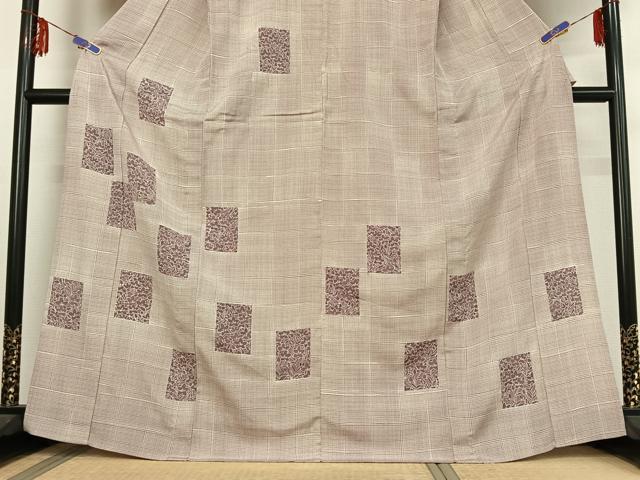 平和屋着物▽訪問着 単衣 草花文 正絹 逸品 AABF0101jh