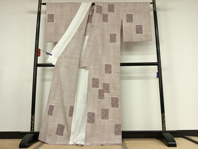平和屋着物▽訪問着 単衣 草花文 正絹 逸品 AABF0101jh