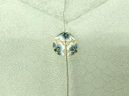平和屋着物▽極上　銀座　志ま亀　訪問着　単衣　駒刺繍　枝葉文　冊子　金銀彩　金銀糸　正絹　逸品　AABF0102jh