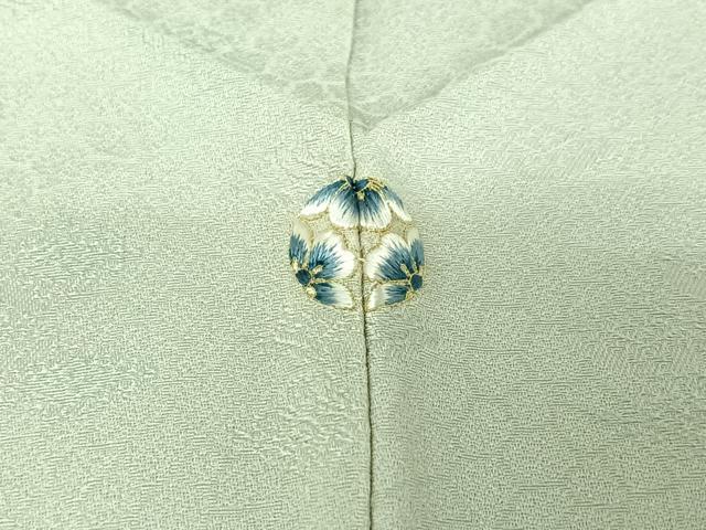 平和屋着物▽極上　銀座　志ま亀　訪問着　単衣　駒刺繍　枝葉文　冊子　金銀彩　金銀糸　正絹　逸品　AABF0102jh