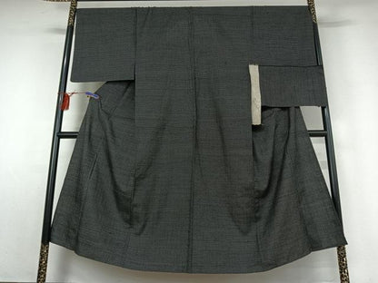 平和屋着物▽男性 紬 単衣 幾何学文様 反端付き 正絹 逸品 AABF0103jh