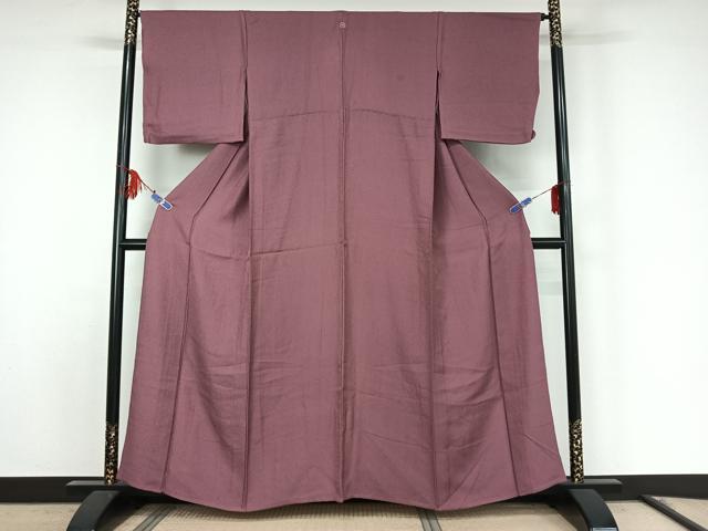 平和屋着物▽上質な色無地 単衣 鳩羽色 正絹 逸品 AABF0105jh