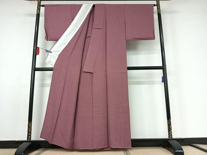 平和屋着物▽上質な色無地 単衣 鳩羽色 正絹 逸品 AABF0105jh