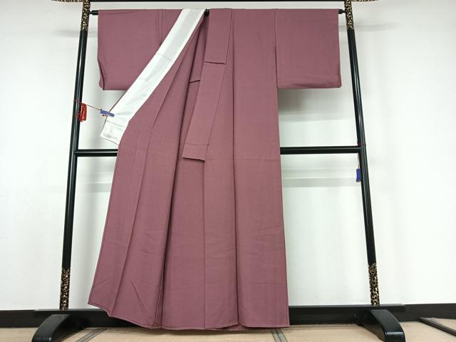 平和屋着物▽上質な色無地 単衣 鳩羽色 正絹 逸品 AABF0105jh