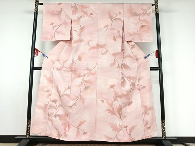 平和屋着物▽上質な小紋　単衣　草花文　正絹　逸品　AABF9161jh 平和屋着物□上質な小紋 草花文 正絹 逸品 CABG4871fb