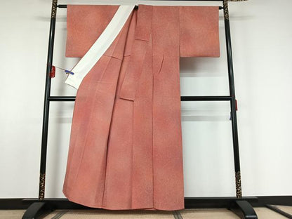 平和屋着物▽上質な小紋　単衣　花唐草文　暈し染め　鬼しぼ縮緬　正絹　逸品　AABF0112jh