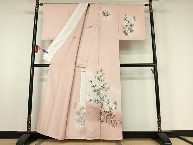 平和屋着物▽訪問着　単衣　手描き　花籬文　暈し染め　正絹　逸品　AABF0113jh