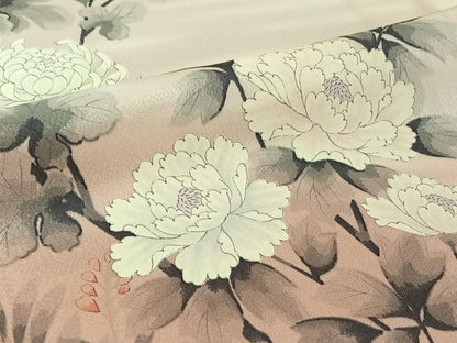 平和屋着物▽訪問着　単衣　手描き　花籬文　暈し染め　正絹　逸品　AABF0113jh