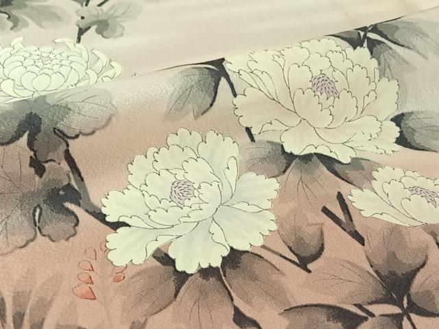 平和屋着物▽訪問着　単衣　手描き　花籬文　暈し染め　正絹　逸品　AABF0113jh