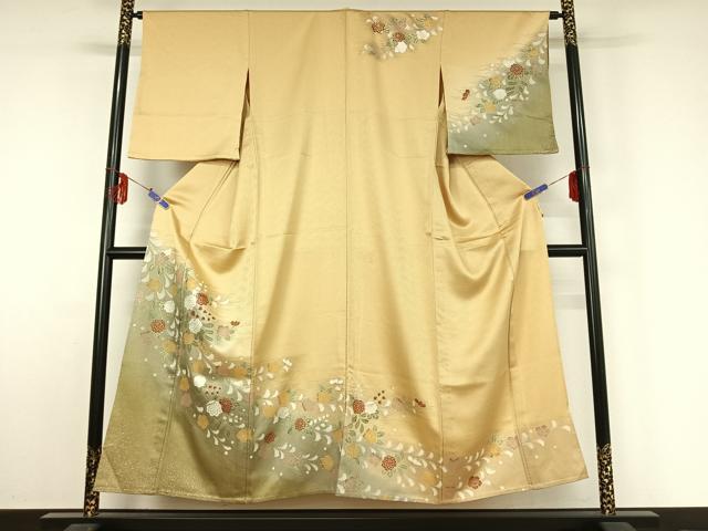 平和屋着物▽訪問着　単衣　辻が花　暈し染め　金彩　正絹　逸品　AABF0114jh