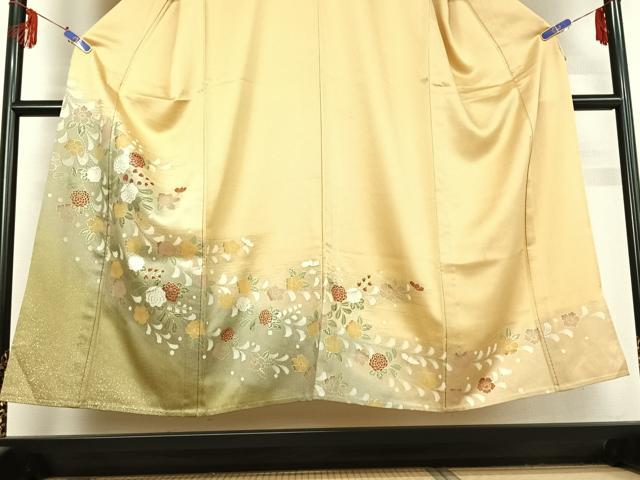 平和屋着物▽訪問着　単衣　辻が花　暈し染め　金彩　正絹　逸品　AABF0114jh