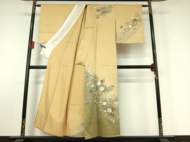 平和屋着物▽訪問着　単衣　辻が花　暈し染め　金彩　正絹　逸品　AABF0114jh