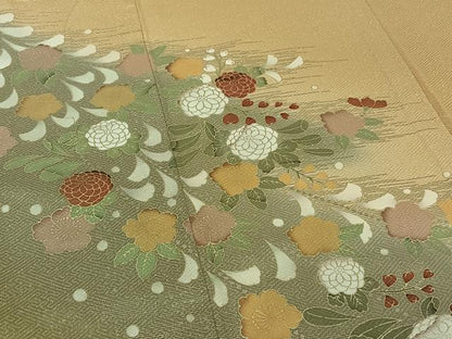 平和屋着物▽訪問着　単衣　辻が花　暈し染め　金彩　正絹　逸品　AABF0114jh