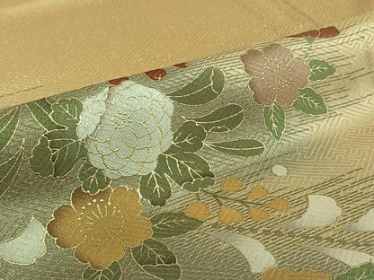 平和屋着物▽訪問着　単衣　辻が花　暈し染め　金彩　正絹　逸品　AABF0114jh