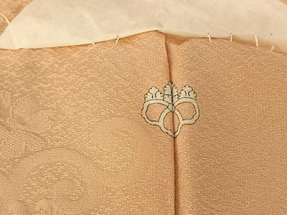 平和屋着物▽上質な色無地　単衣　菱花文　洗柿色　正絹　逸品　AABF0116jh