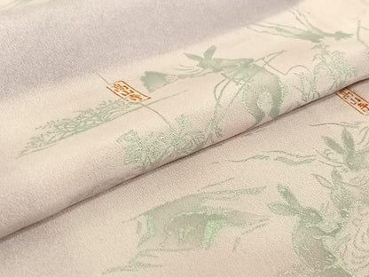 平和屋着物▽上質な小紋 単衣 鳥獣戯画 暈し染め 銀彩 正絹 逸品 AABF0117jh