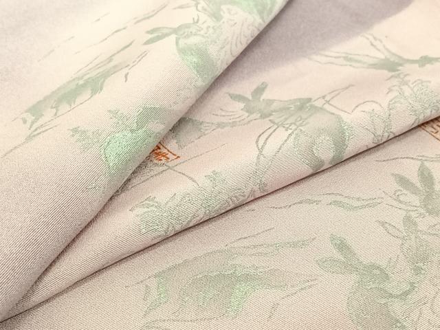 平和屋着物▽上質な小紋 単衣 鳥獣戯画 暈し染め 銀彩 正絹 逸品 AABF0117jh