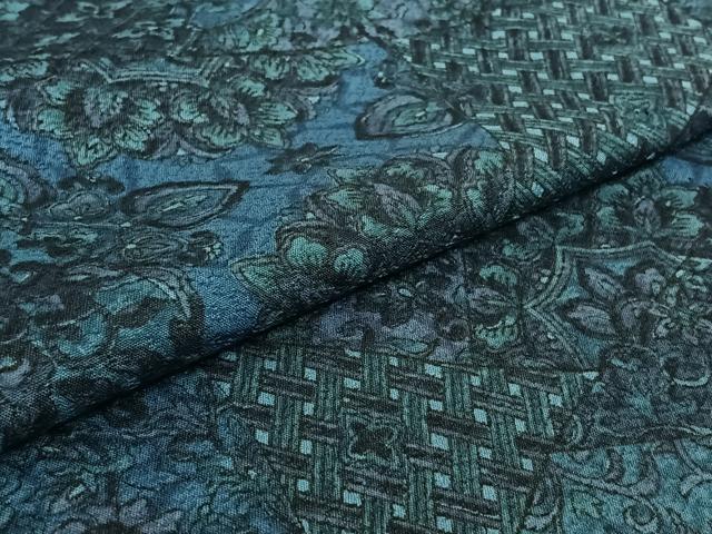 平和屋着物▽小紋 単衣 切嵌更紗花文 洗える着物 AABF0120jh