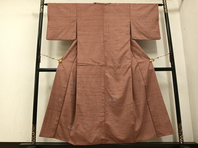 平和屋着物■訪問着 紬地 刺繍 色紙花文 正絹 逸品 AABF0131ph