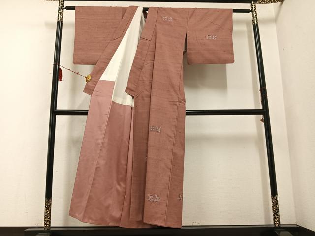 平和屋着物■訪問着 紬地 刺繍 色紙花文 正絹 逸品 AABF0131ph