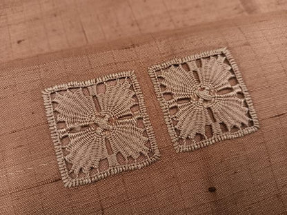平和屋着物■訪問着 紬地 刺繍 色紙花文 正絹 逸品 AABF0131ph